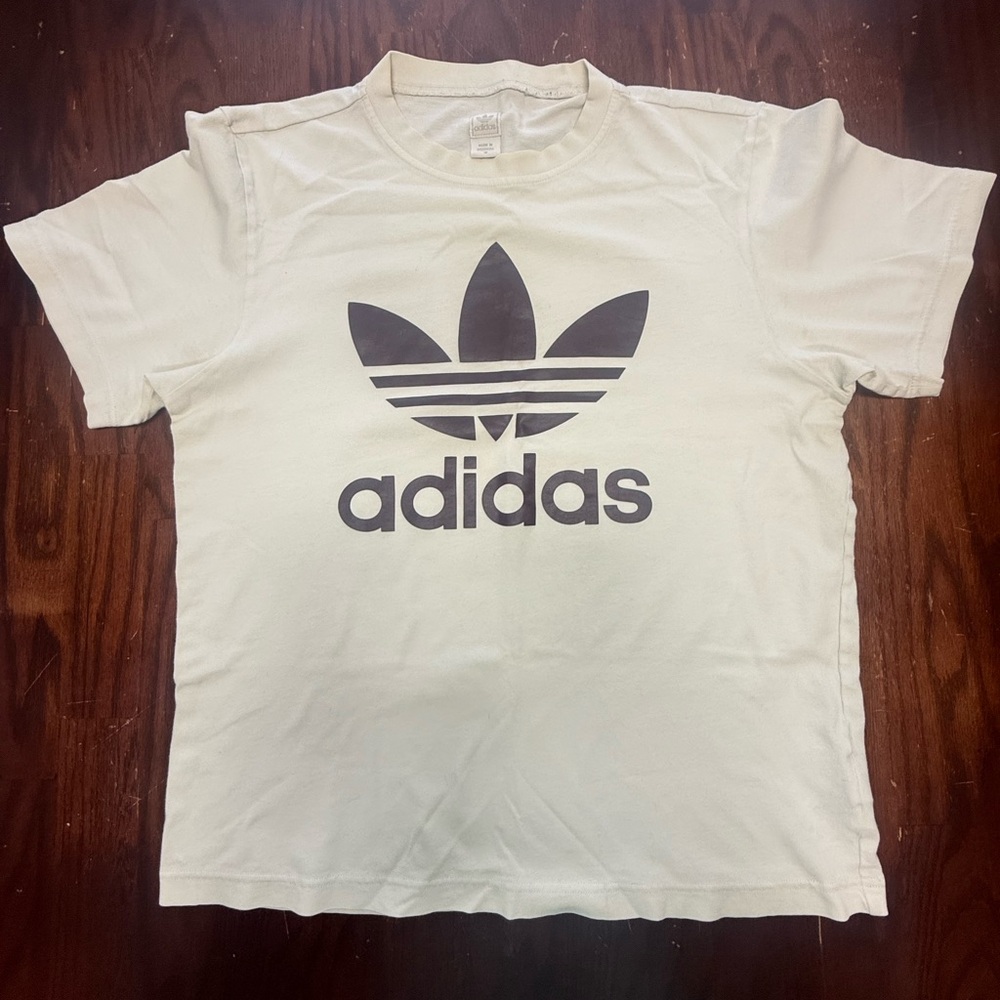 Vintage Adidas Originals Cream/Burgundy Logo T-shirt
